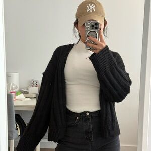 Topshop Black Knit Cropped Cardigan